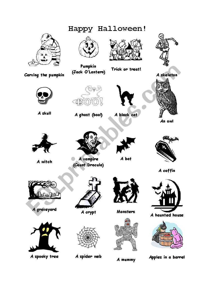 Halloween basic vocabulary. worksheet