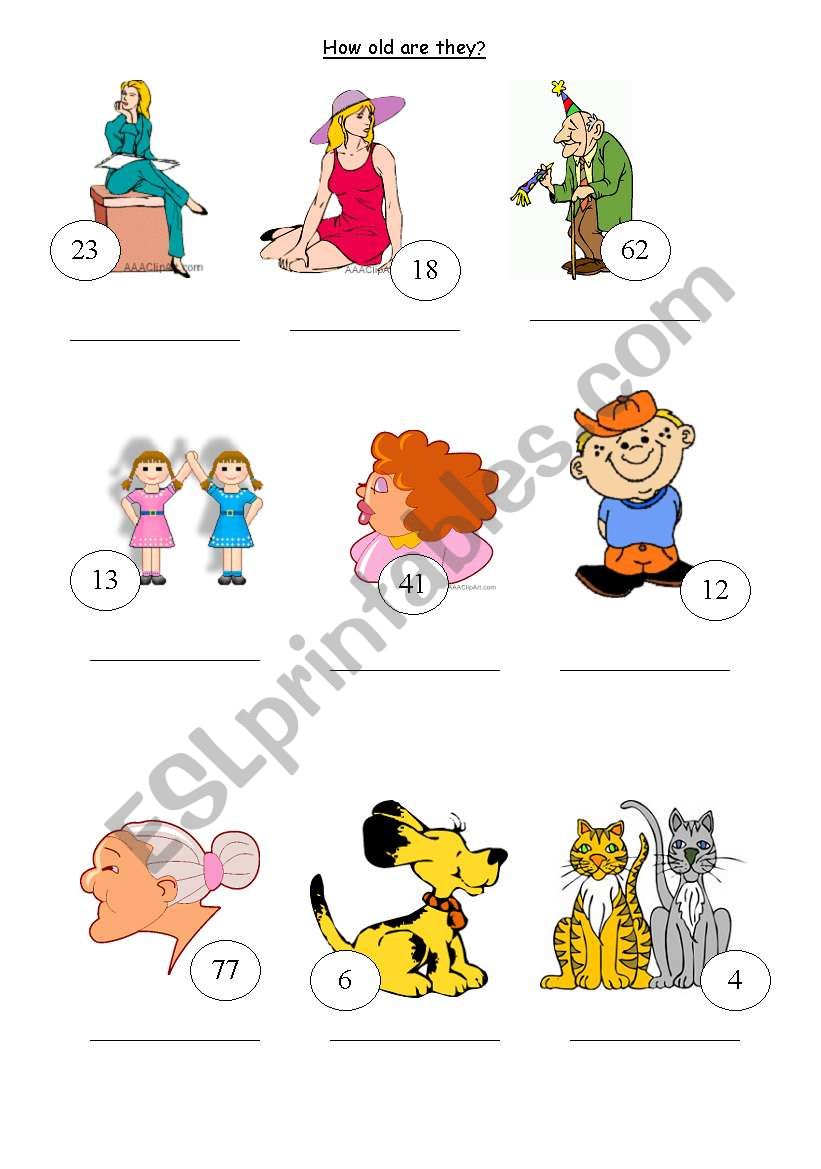 How old are they? worksheet