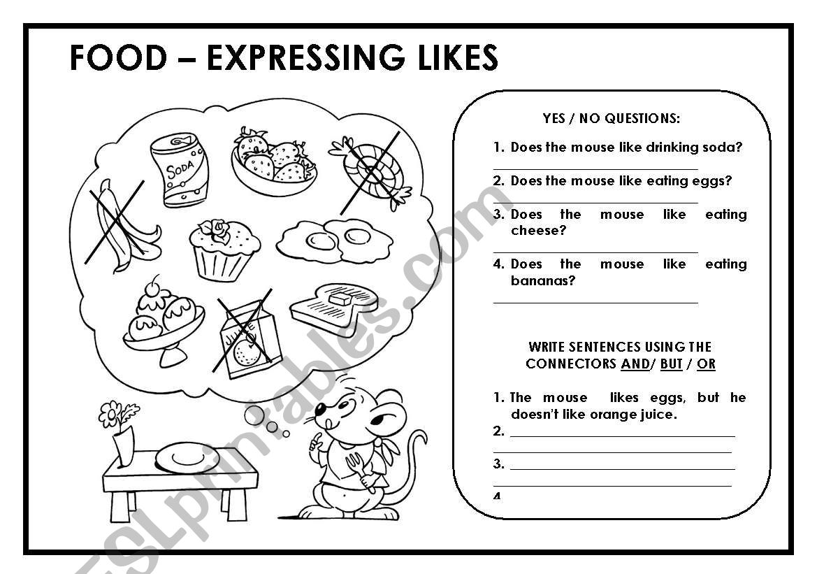 FOOD - EXPRESSING LIKES worksheet
