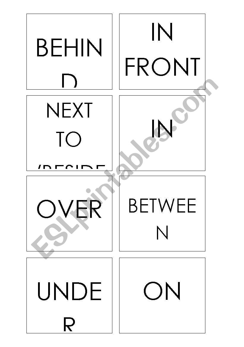 Pictures for prepositions of place 2