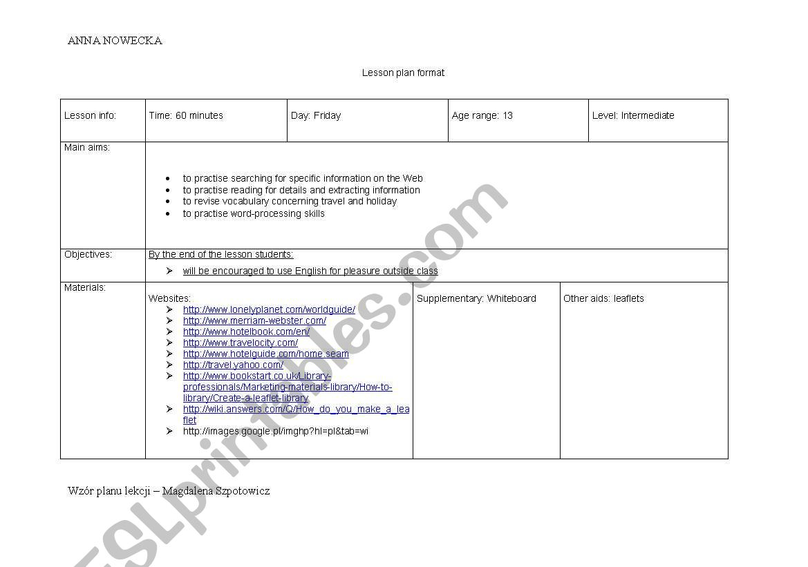 Computer task worksheet