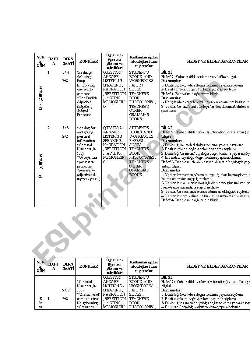 sixth class lesson plan worksheet