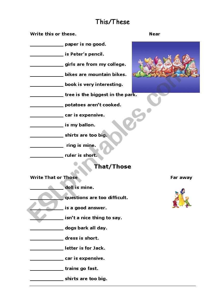 This/That - These/Those worksheet