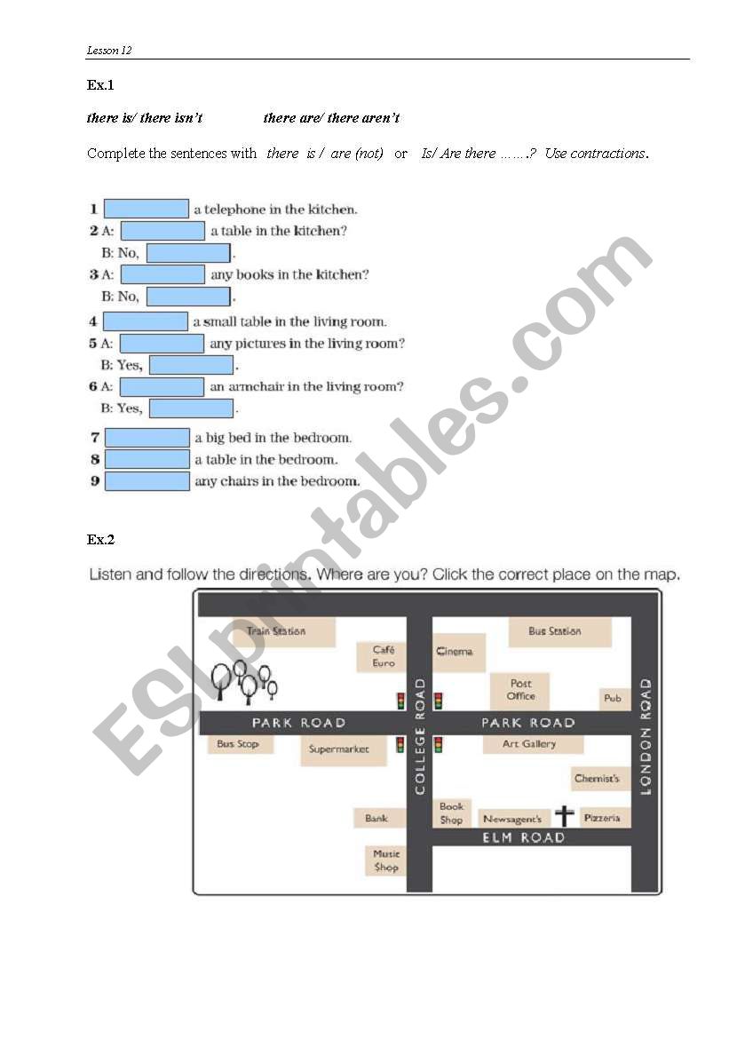 Asking for directions worksheet