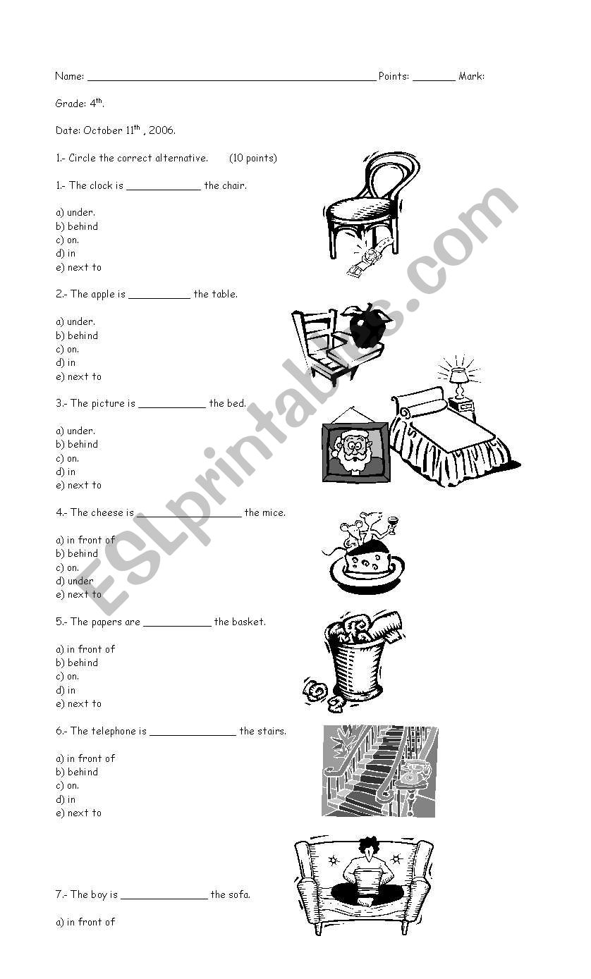 prepositions worksheet