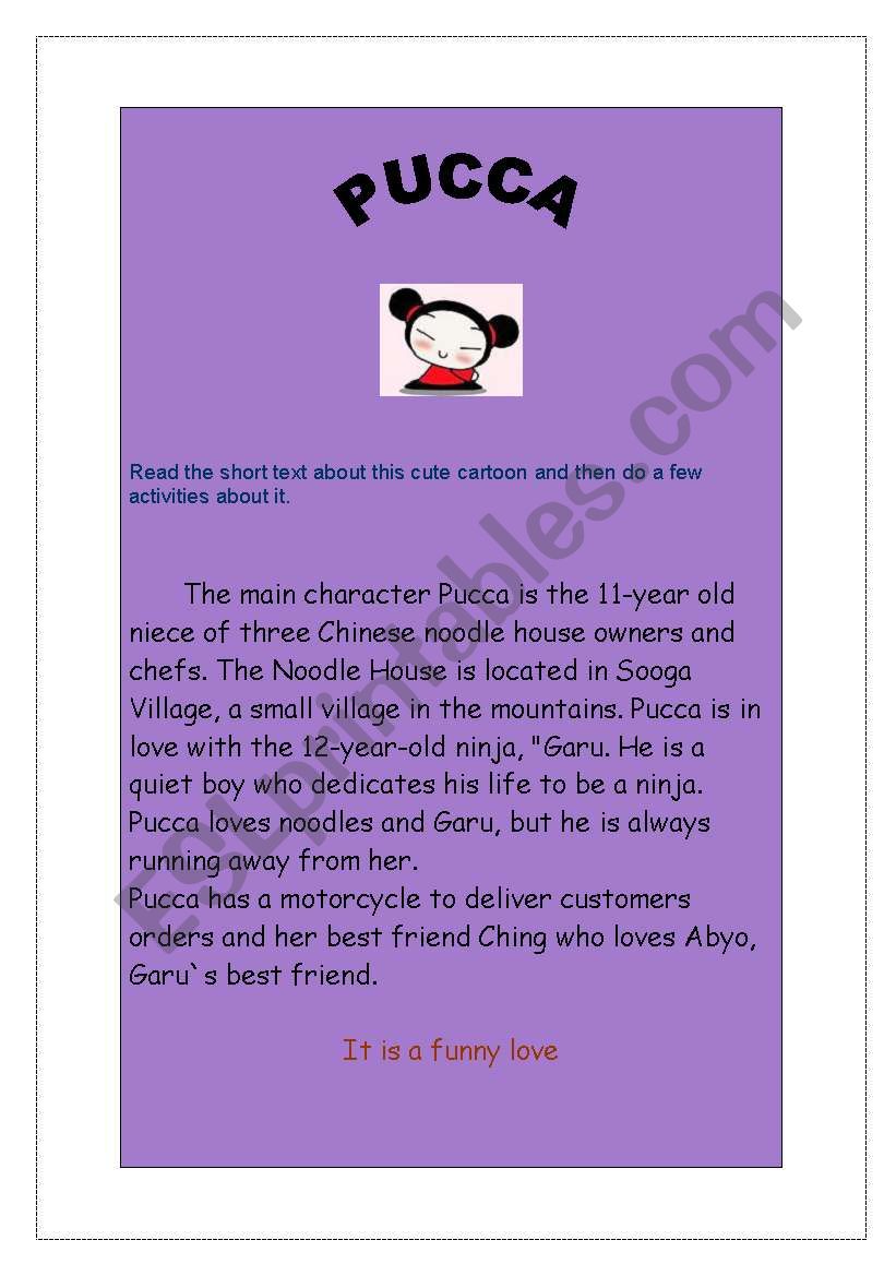 Pucca worksheet