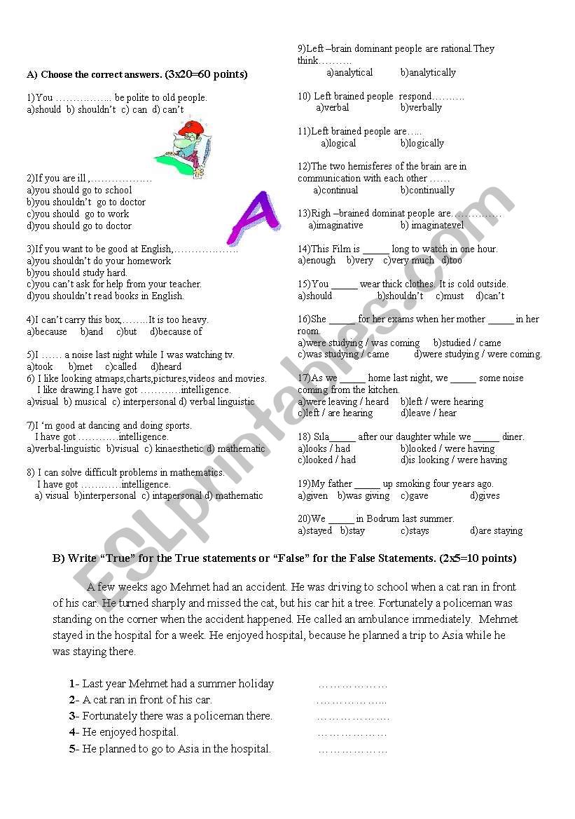 revision worksheet