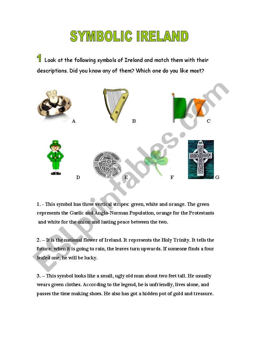 symbolic ireland worksheet