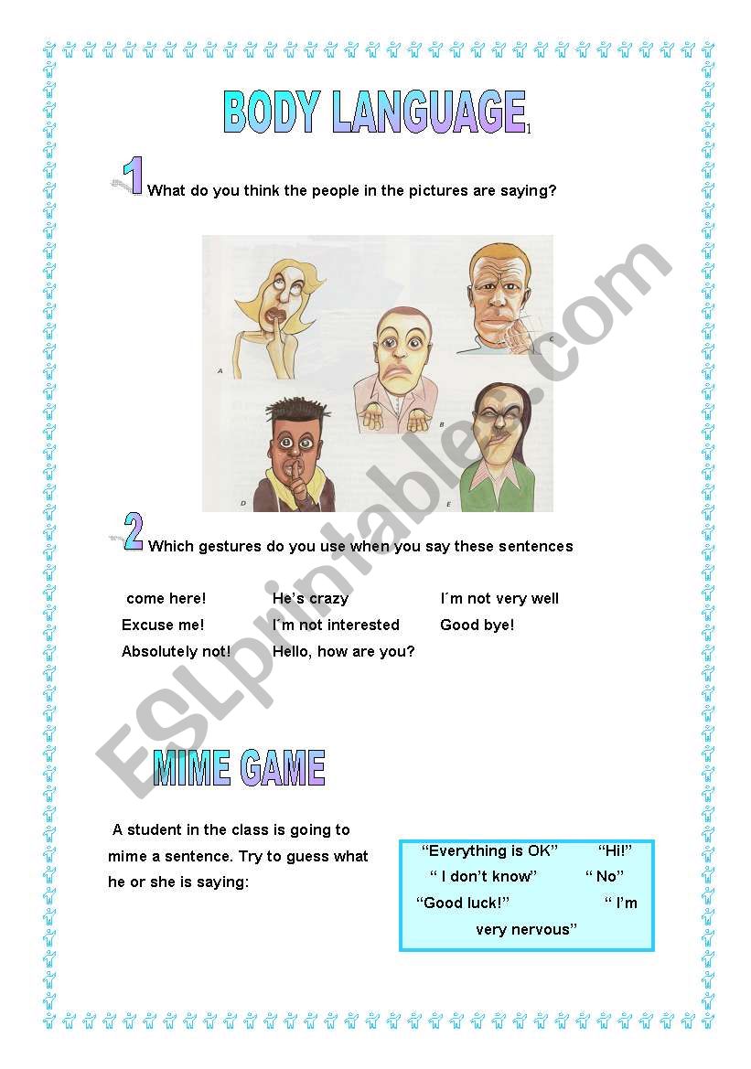 Body language worksheet