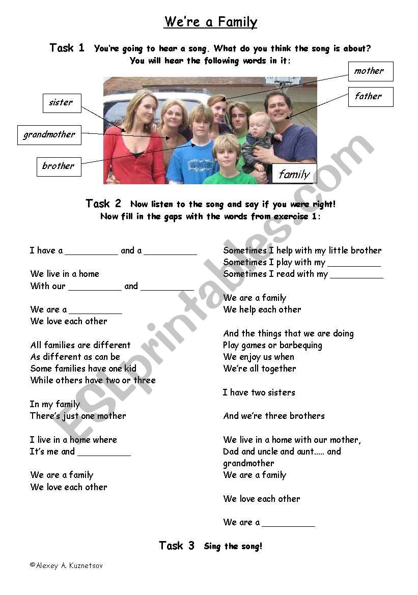 Were a Family worksheet