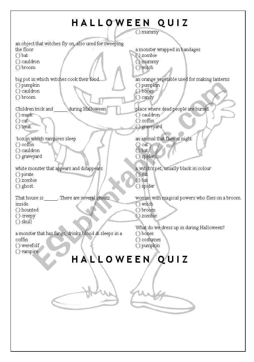 HALLOWEEN QUIZ worksheet