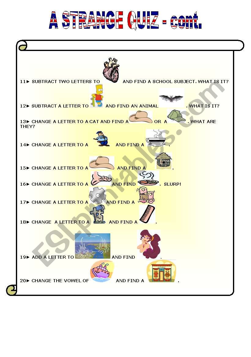 A STRANGE QUIZ 2-2 worksheet