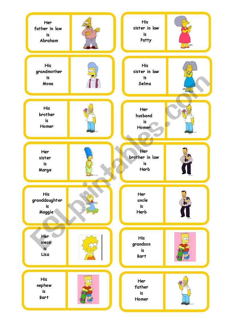 THE SIMPSONS DOMINOES worksheet