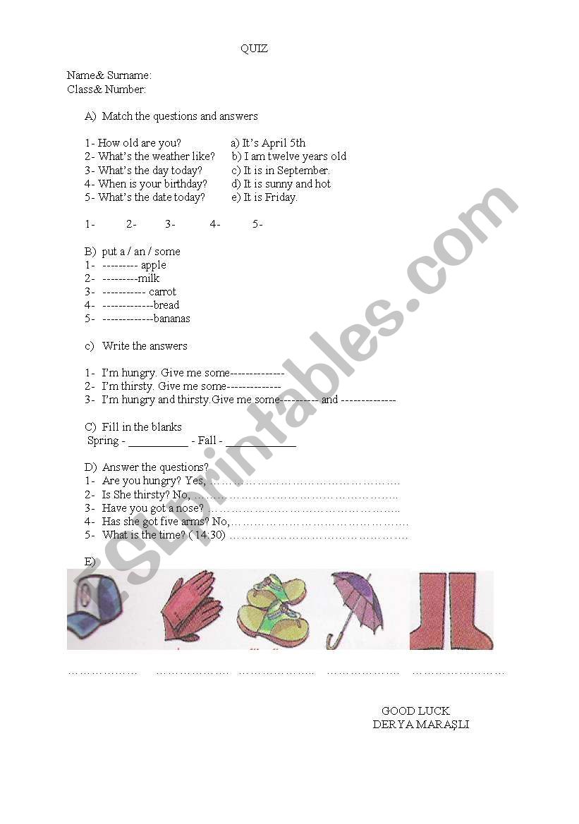 QUIZ worksheet