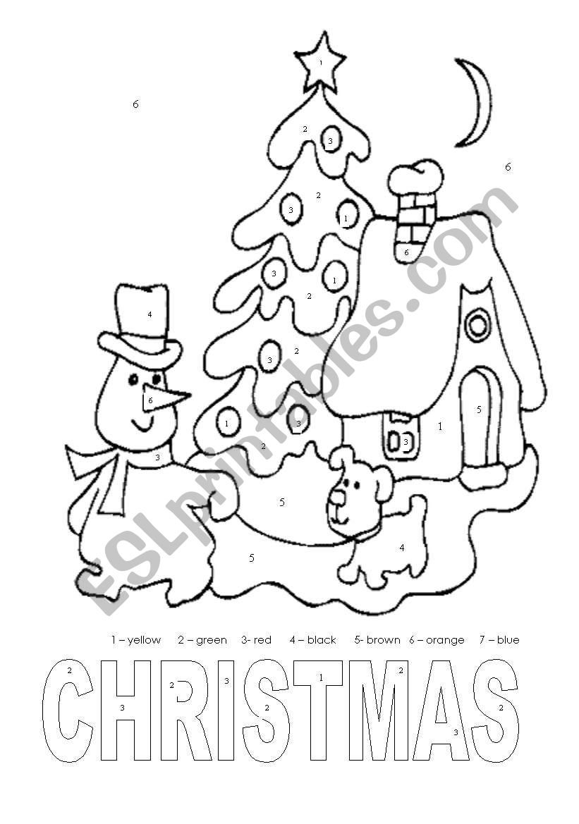 Christmas colour by number worksheet