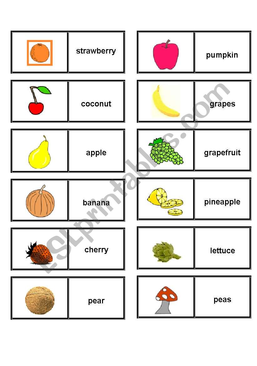 FRUIT & VEGETABLES DOMINOES worksheet