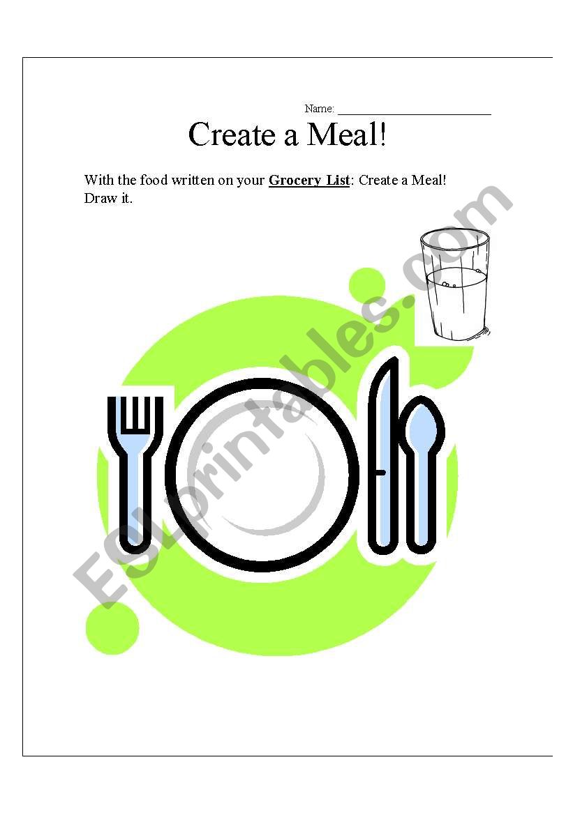 Create a Meal!  worksheet