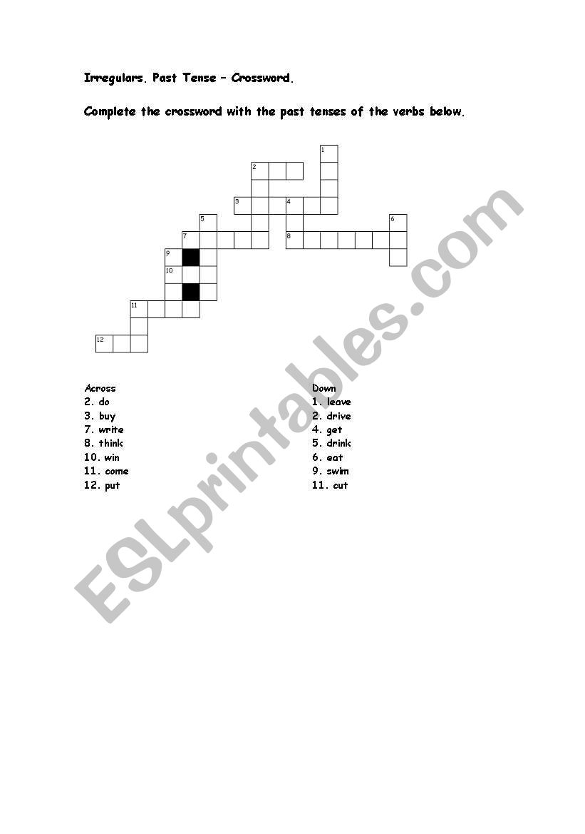 Irregulars--Crosswords worksheet