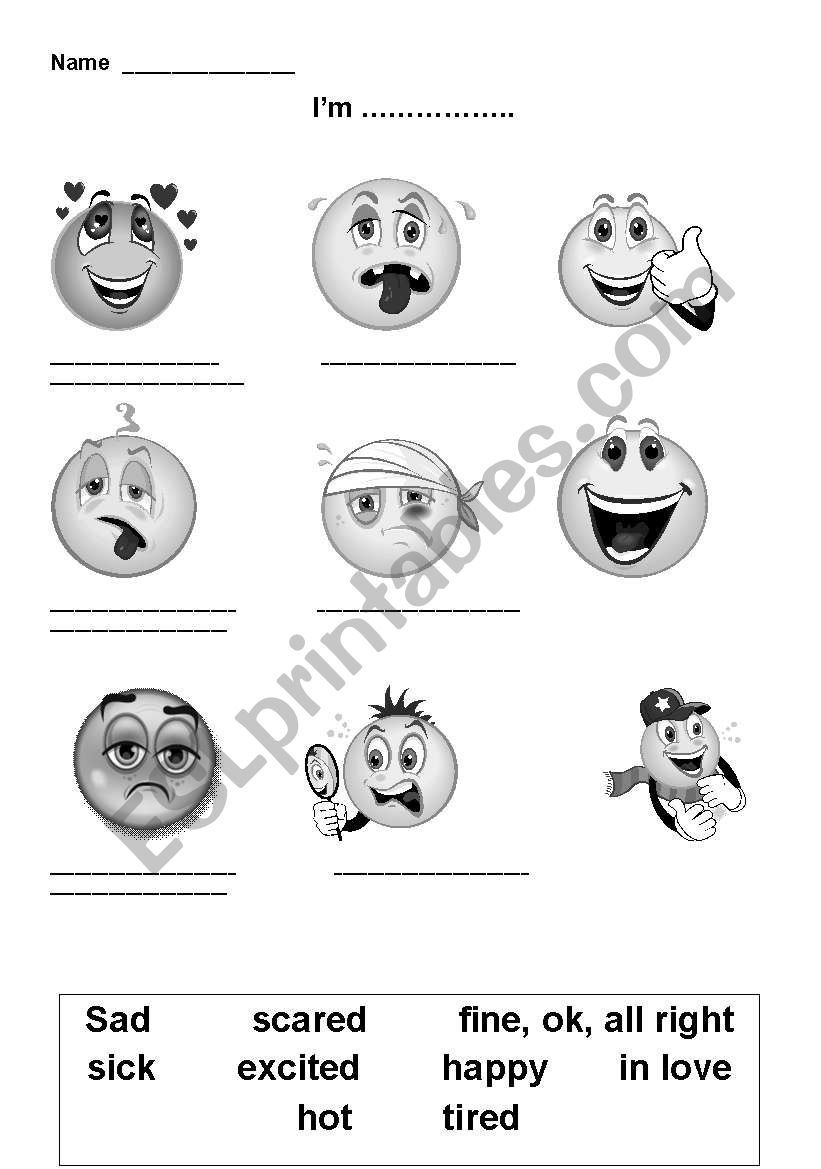 Feelings with smileys worksheet