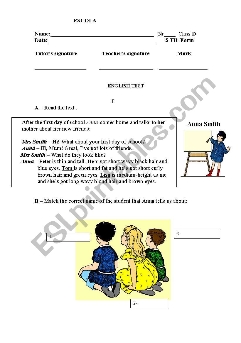 revision test or revision worsheet