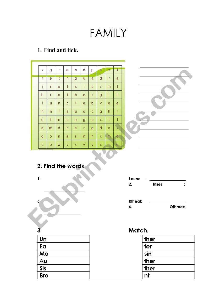 family worksheet