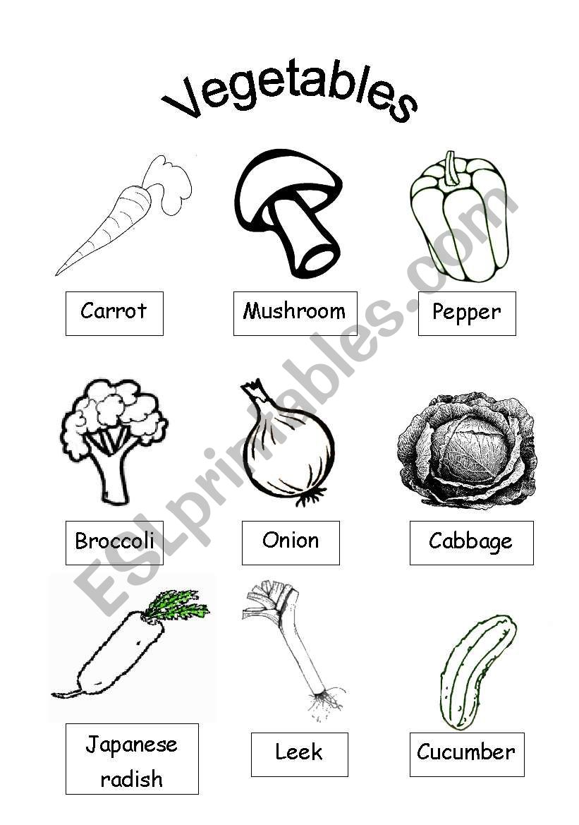 Vegetable Coloring Sheet worksheet