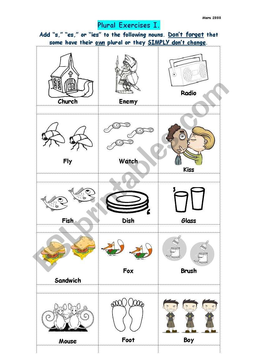 Plurals worksheet