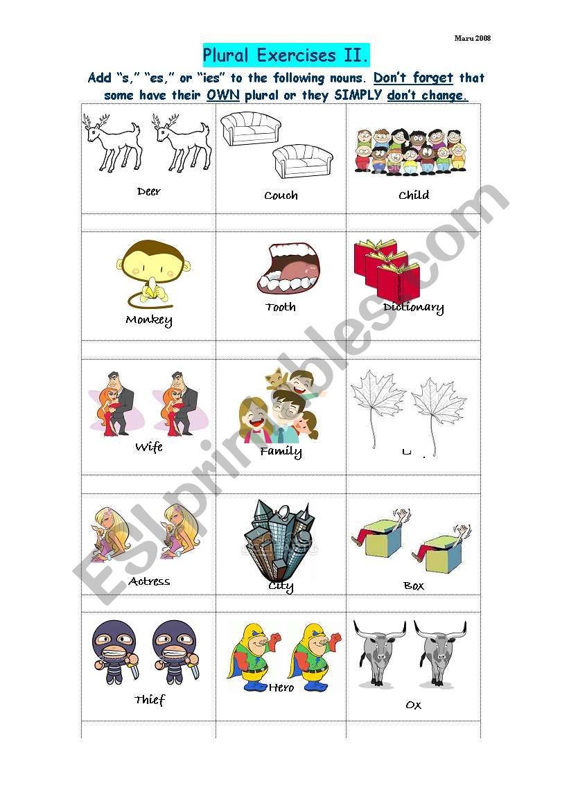 Plurals II worksheet