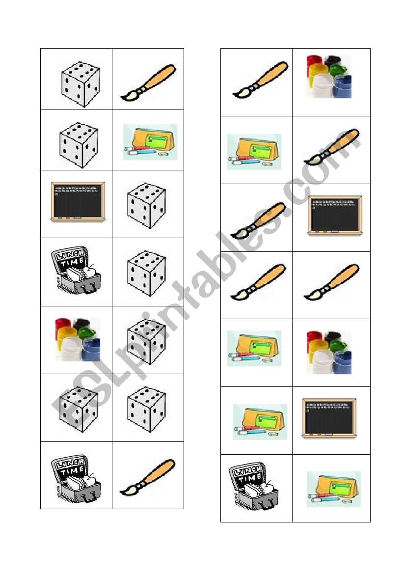 SCHOOL DOMINOES (3 pages) worksheet