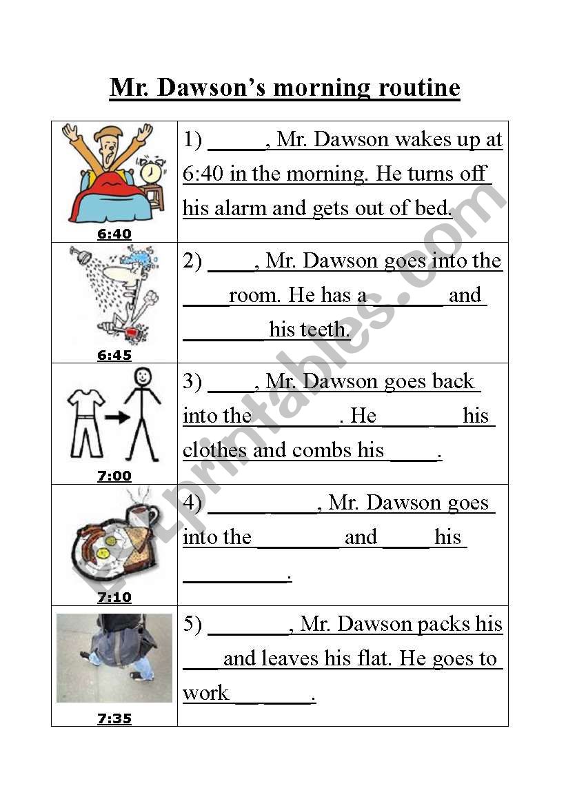 Morning routine worksheet worksheet