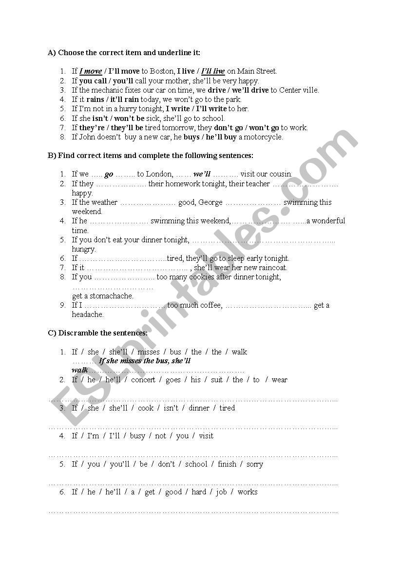 conditionals worksheet