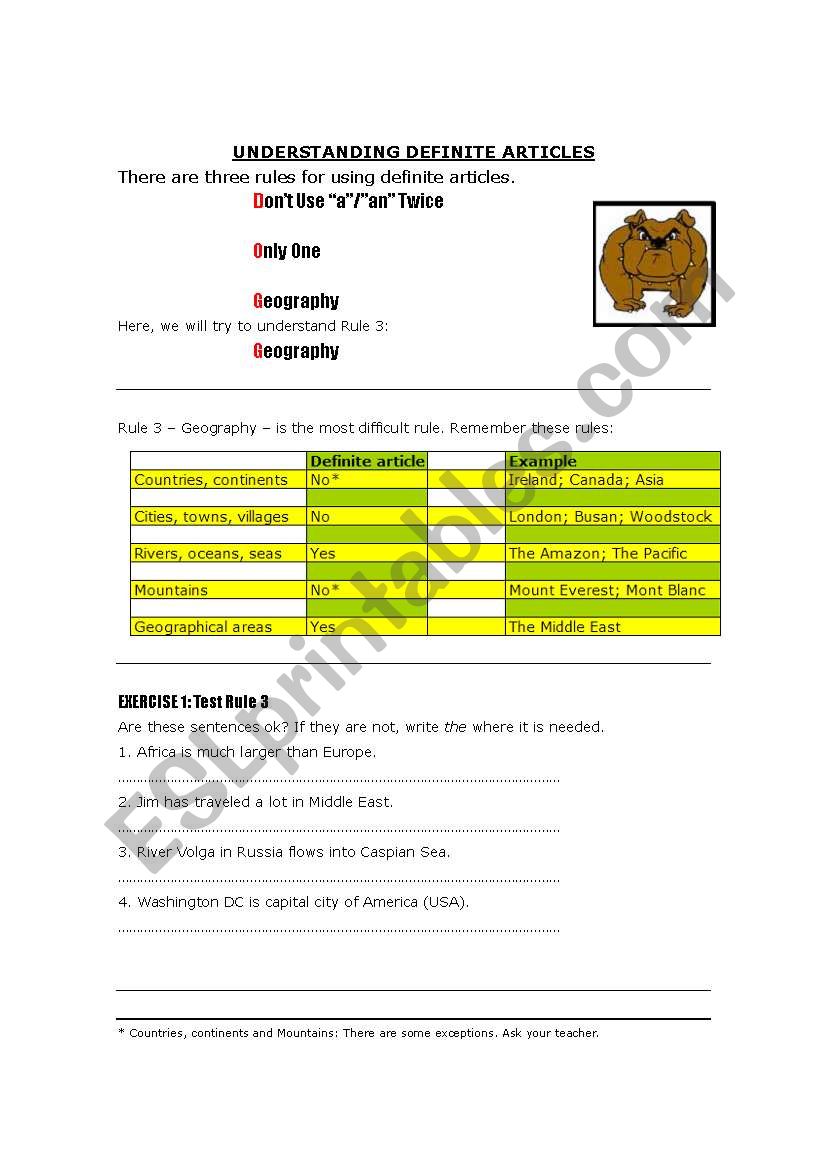 Using Definite Articles - Rule 3