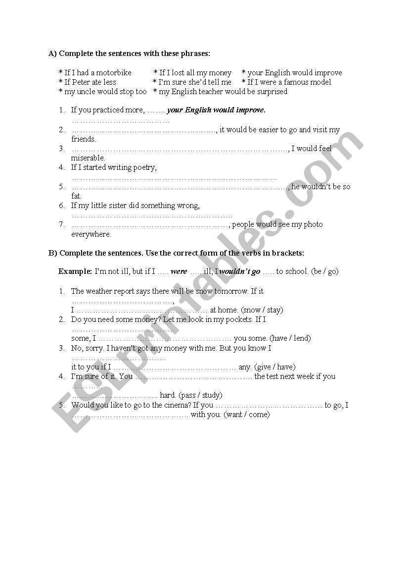 CONDITIONALS worksheet