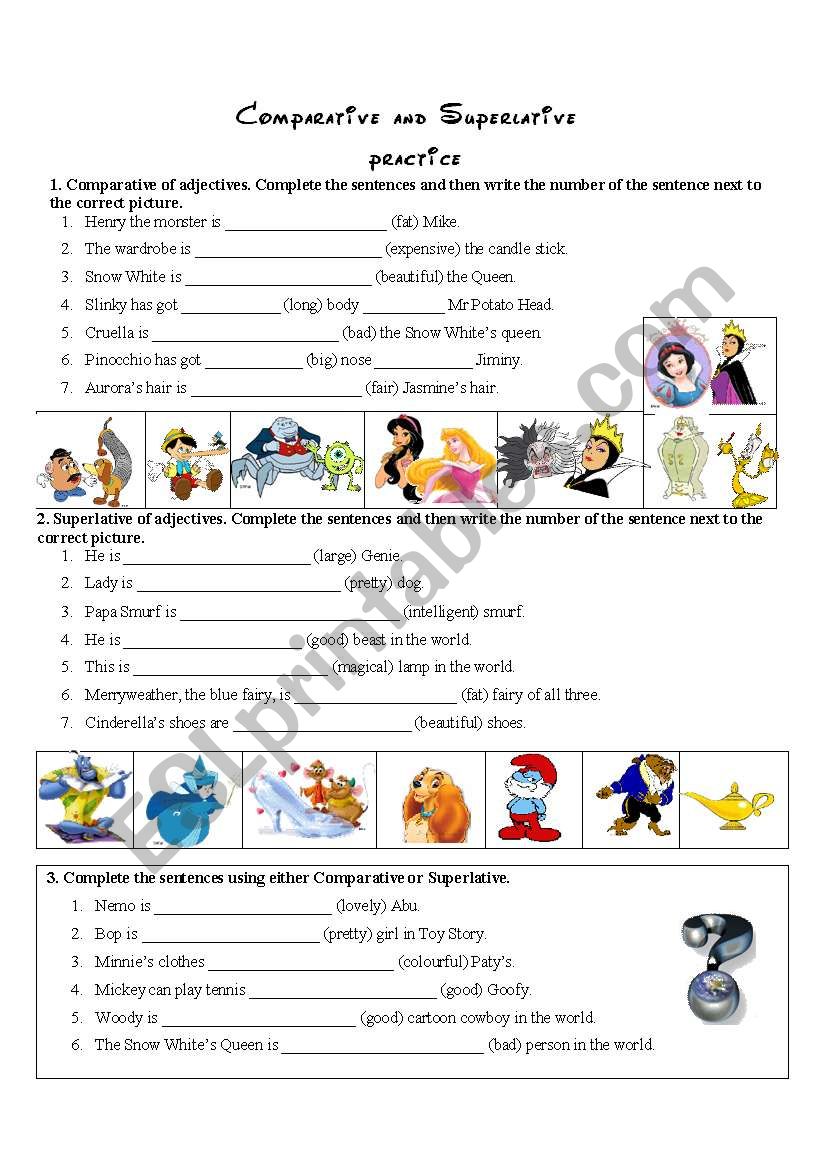 Comparative and superlative worksheet