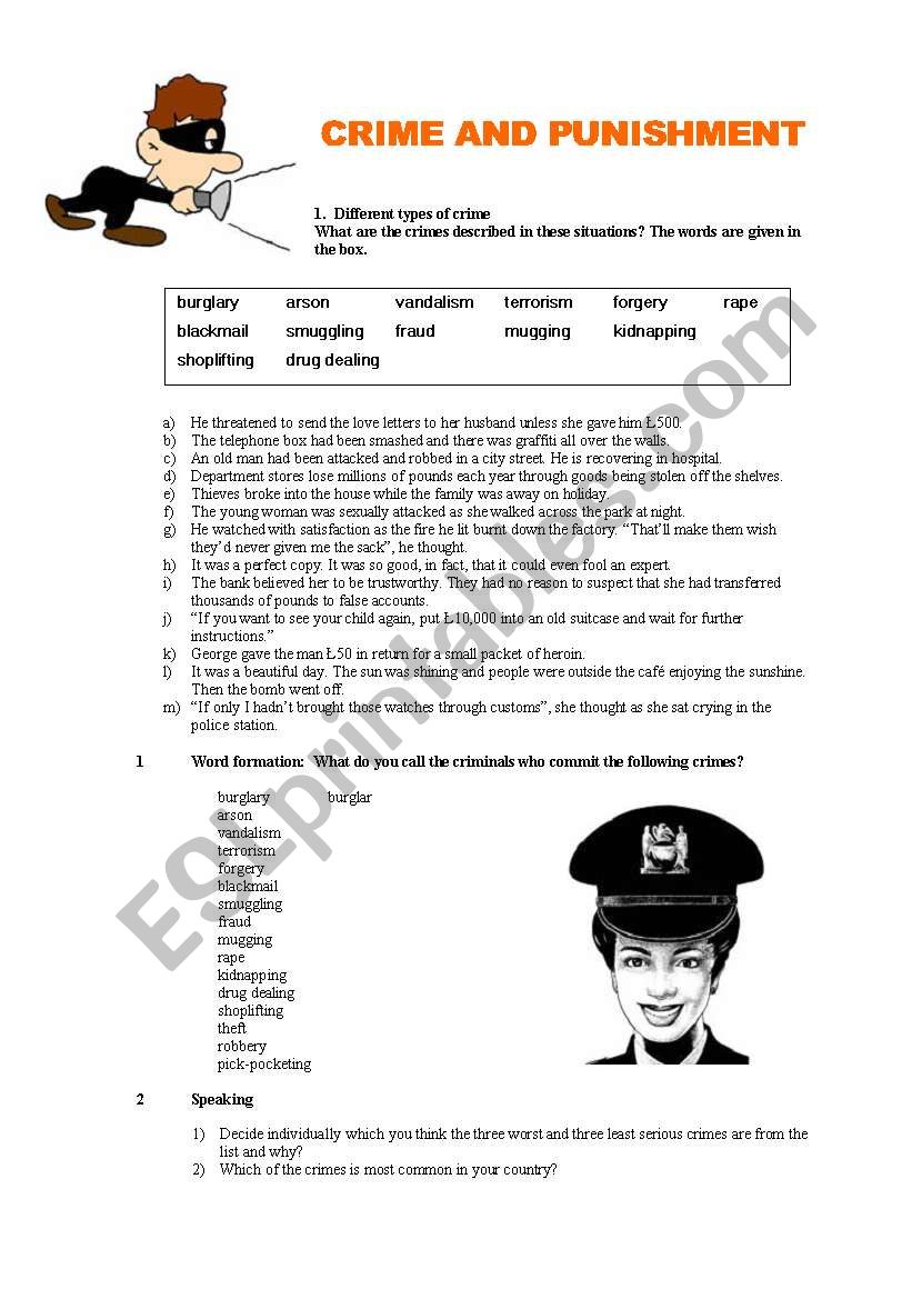 Crime and Punishment worksheet