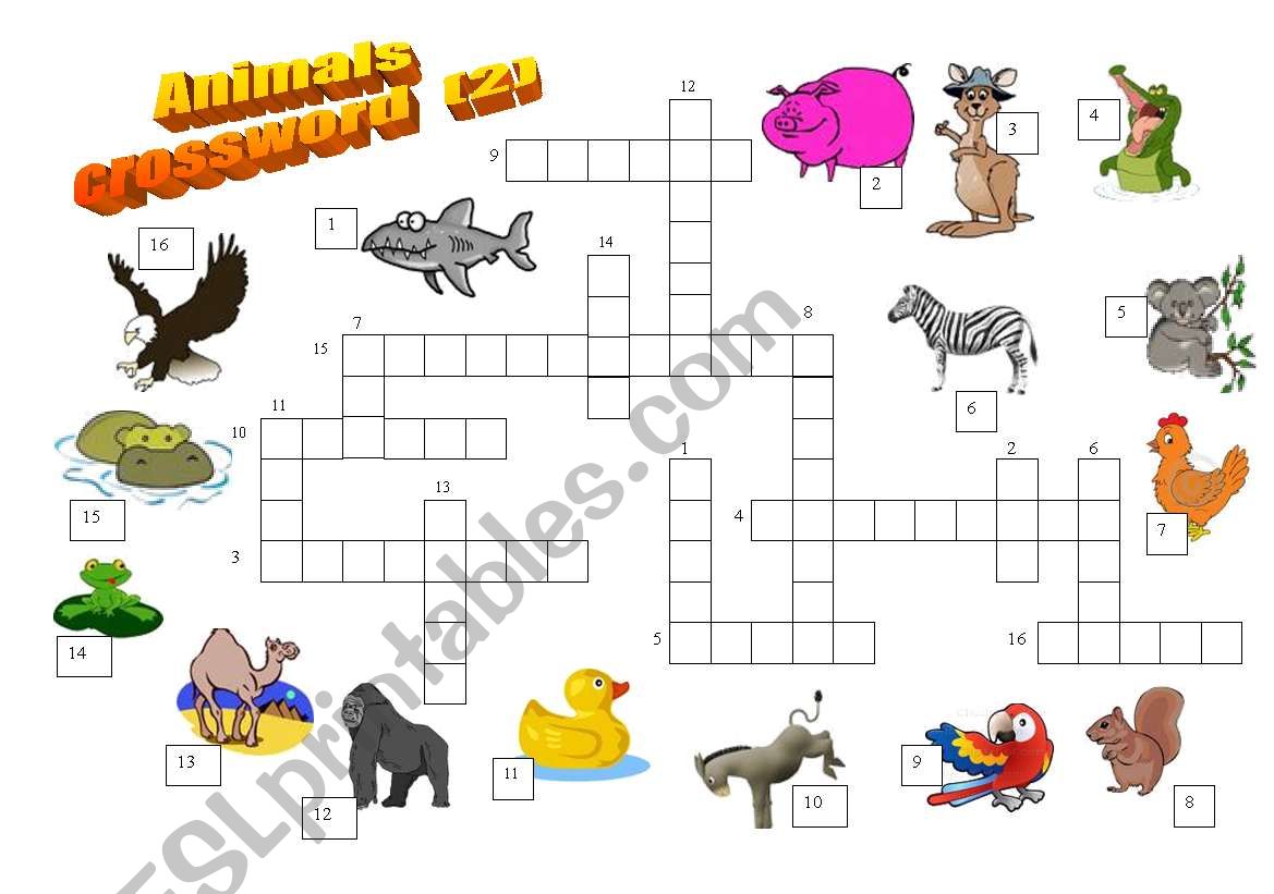 Animals crossword (2/2) worksheet