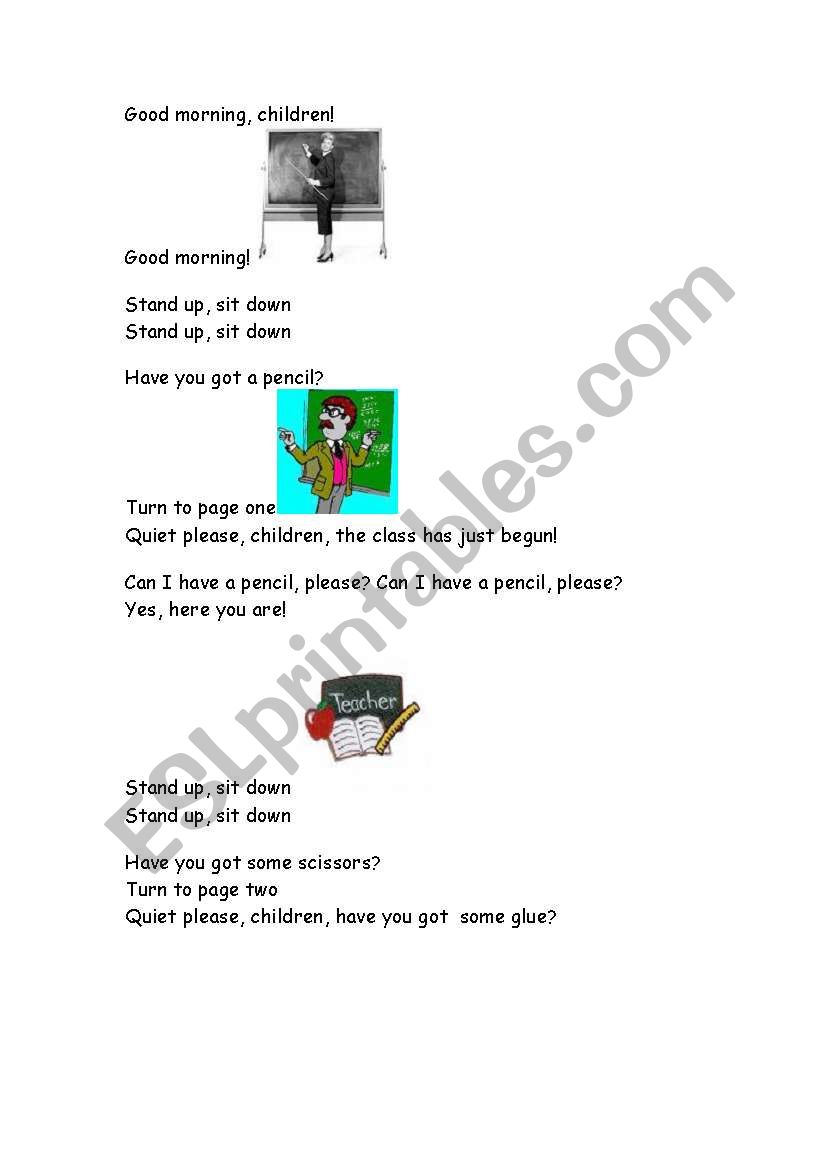 teacher´s song worksheet