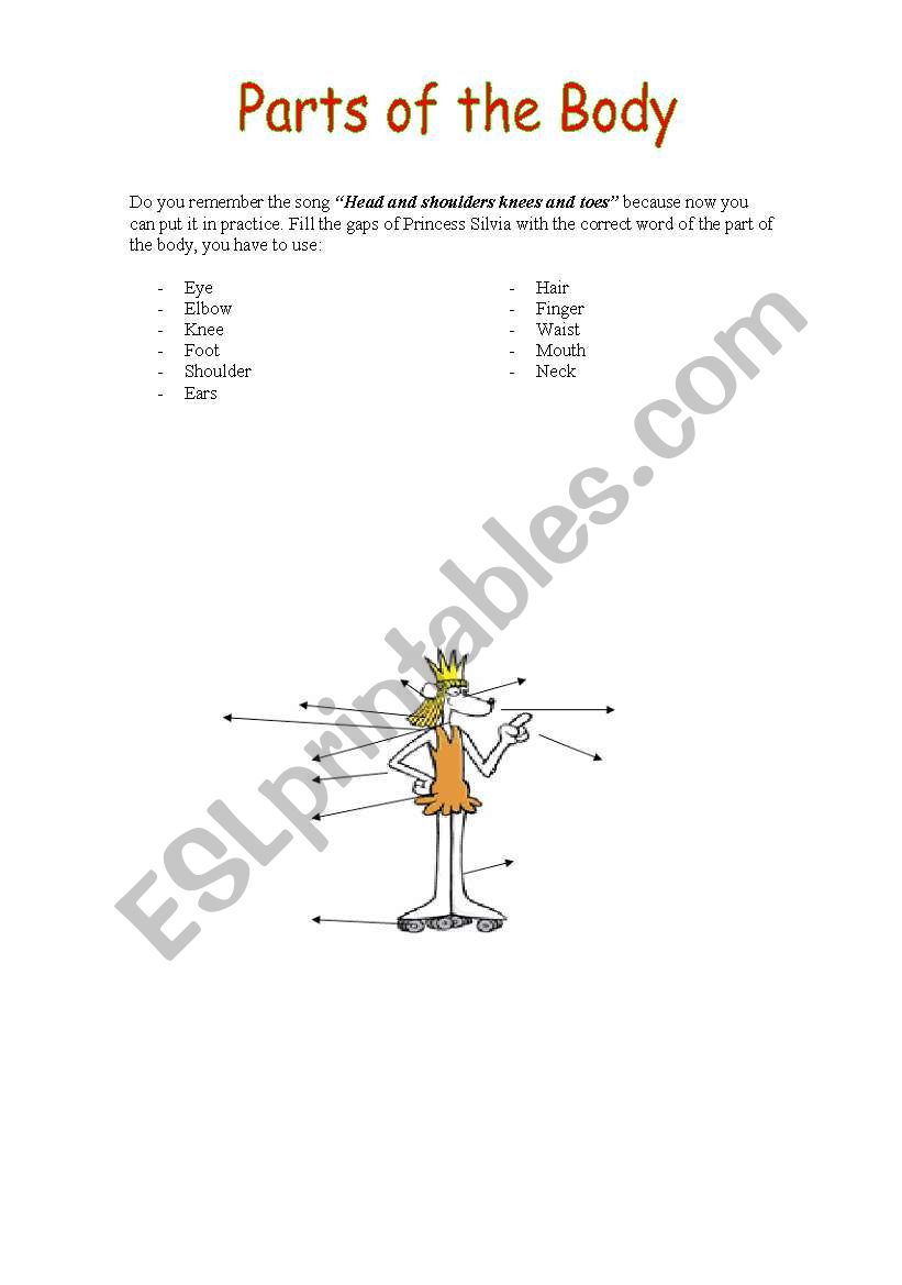 PARTS OF THE BODY worksheet