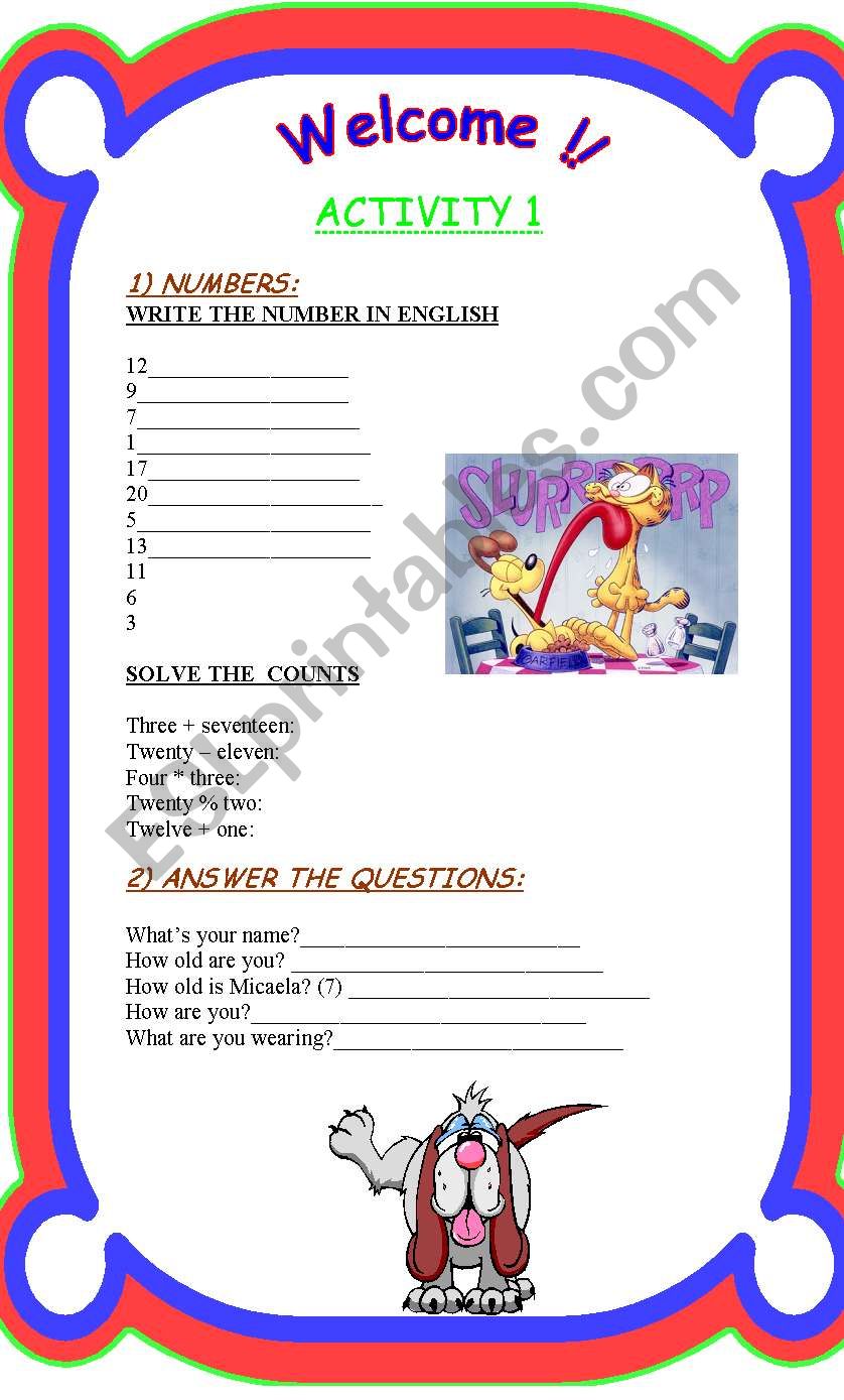 JUST FOR KIDS!!!! worksheet