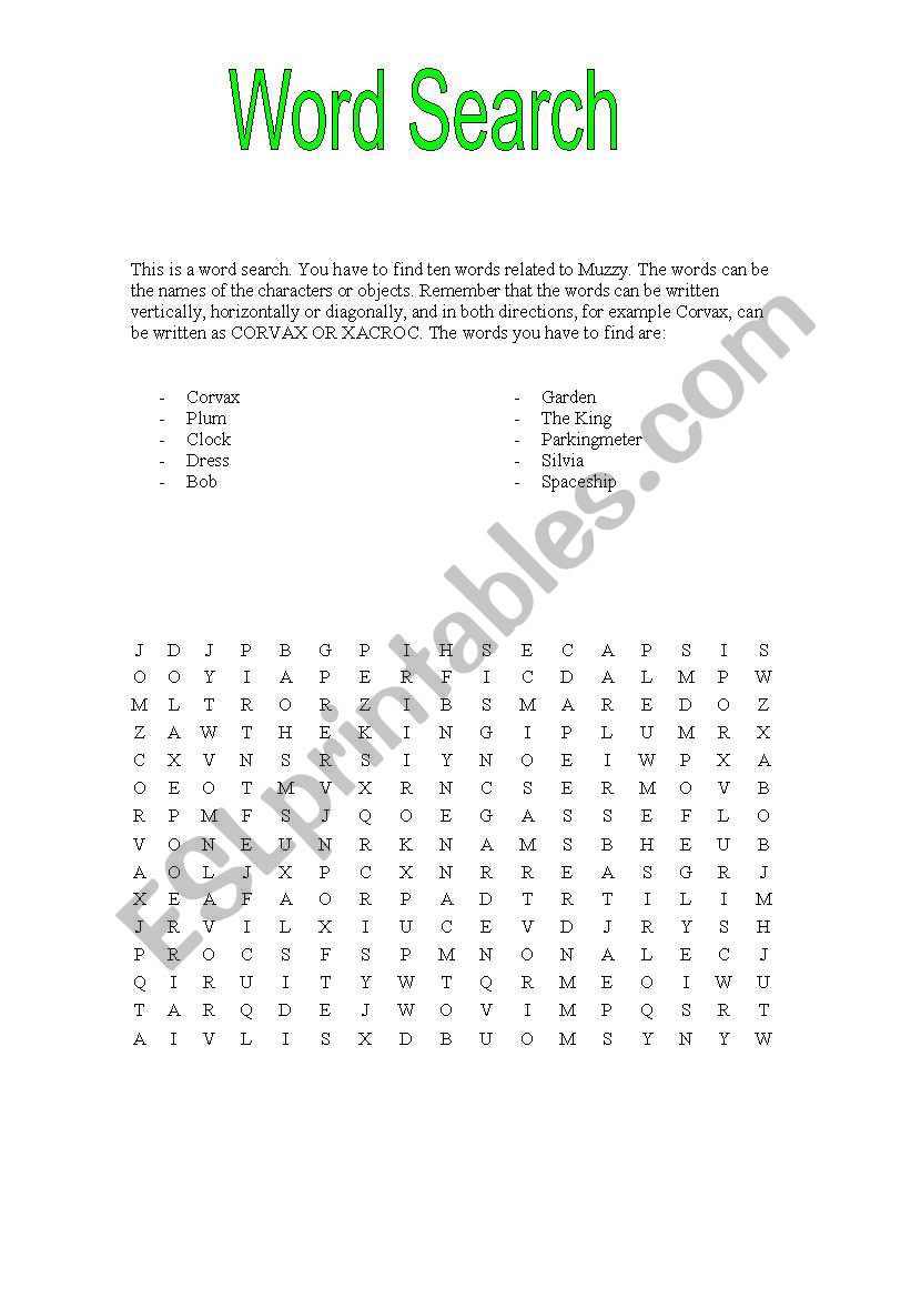 WORDSEARCH worksheet