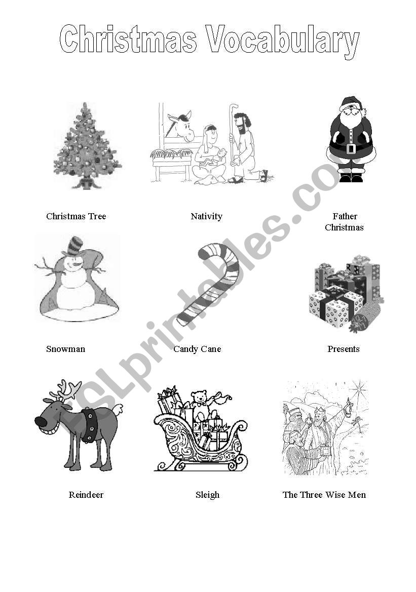 CHRISTMAS VOCABULARY worksheet