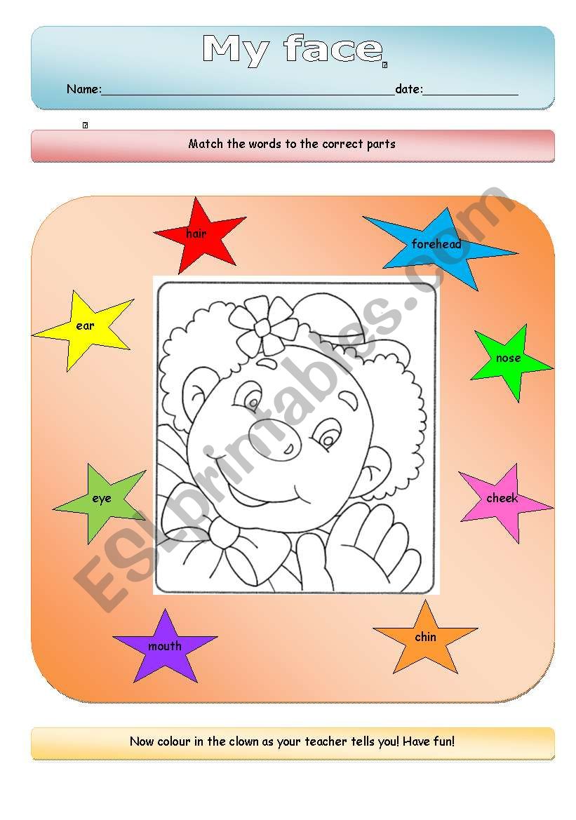 my face worksheet