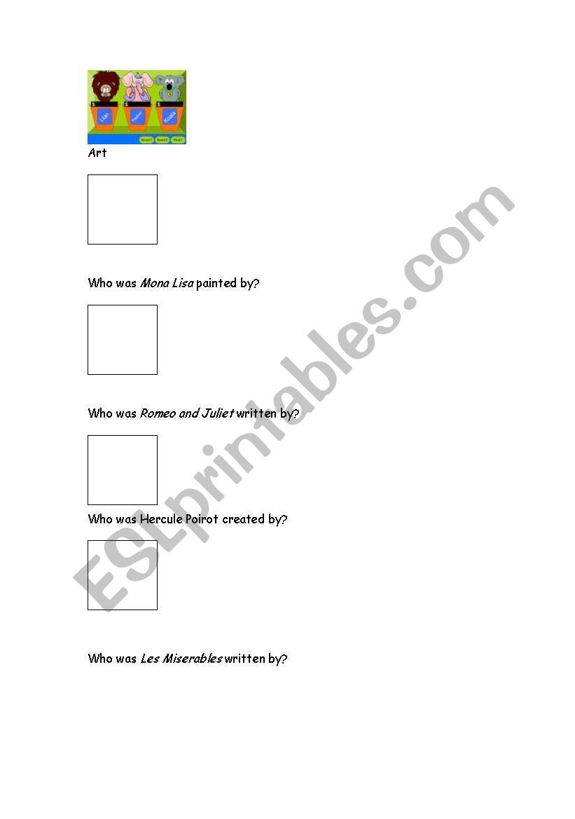 Passive Voice Game worksheet