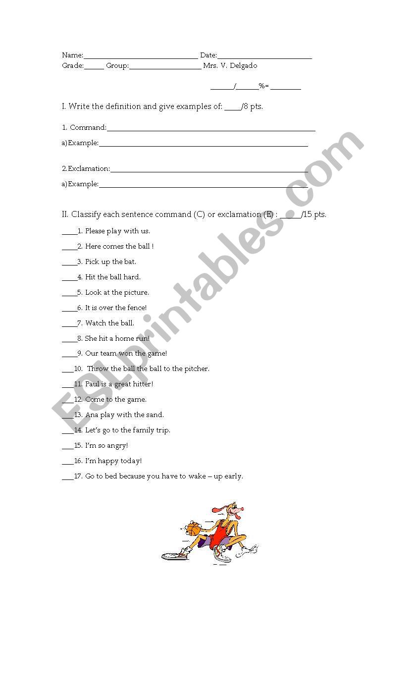 kinds of sentences worksheet