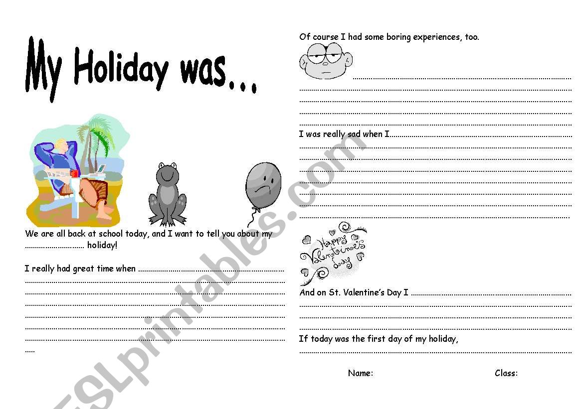 After Holiday writing sheet worksheet