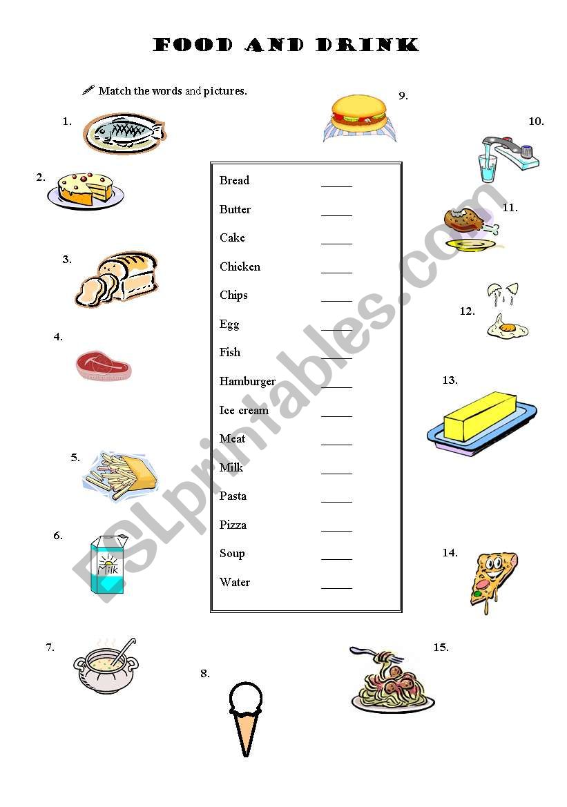 Food and Drink worksheet