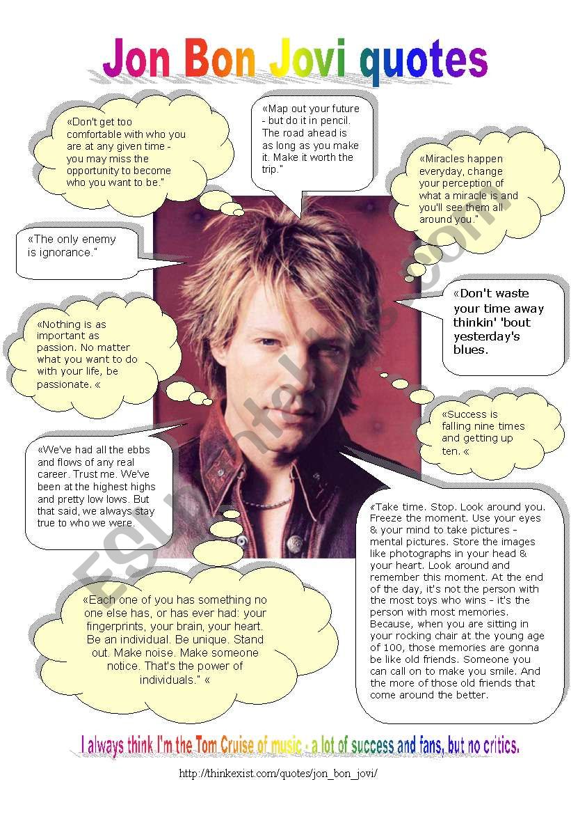 jon bon jovi quotes worksheet