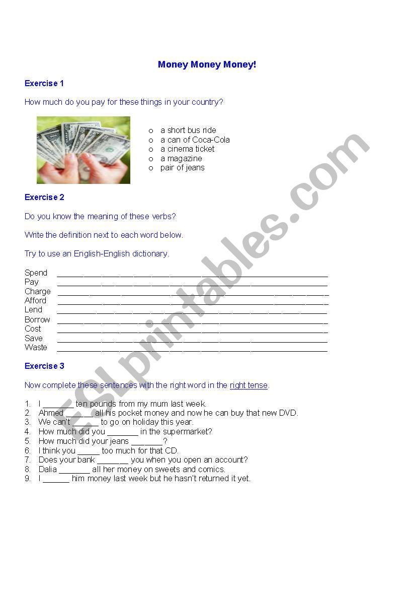 MONEY!!!! worksheet