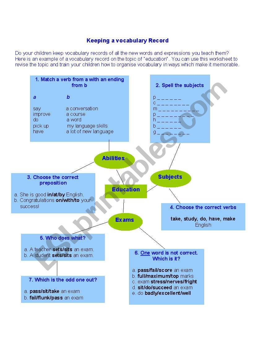 VOCABULARY RECORDER worksheet