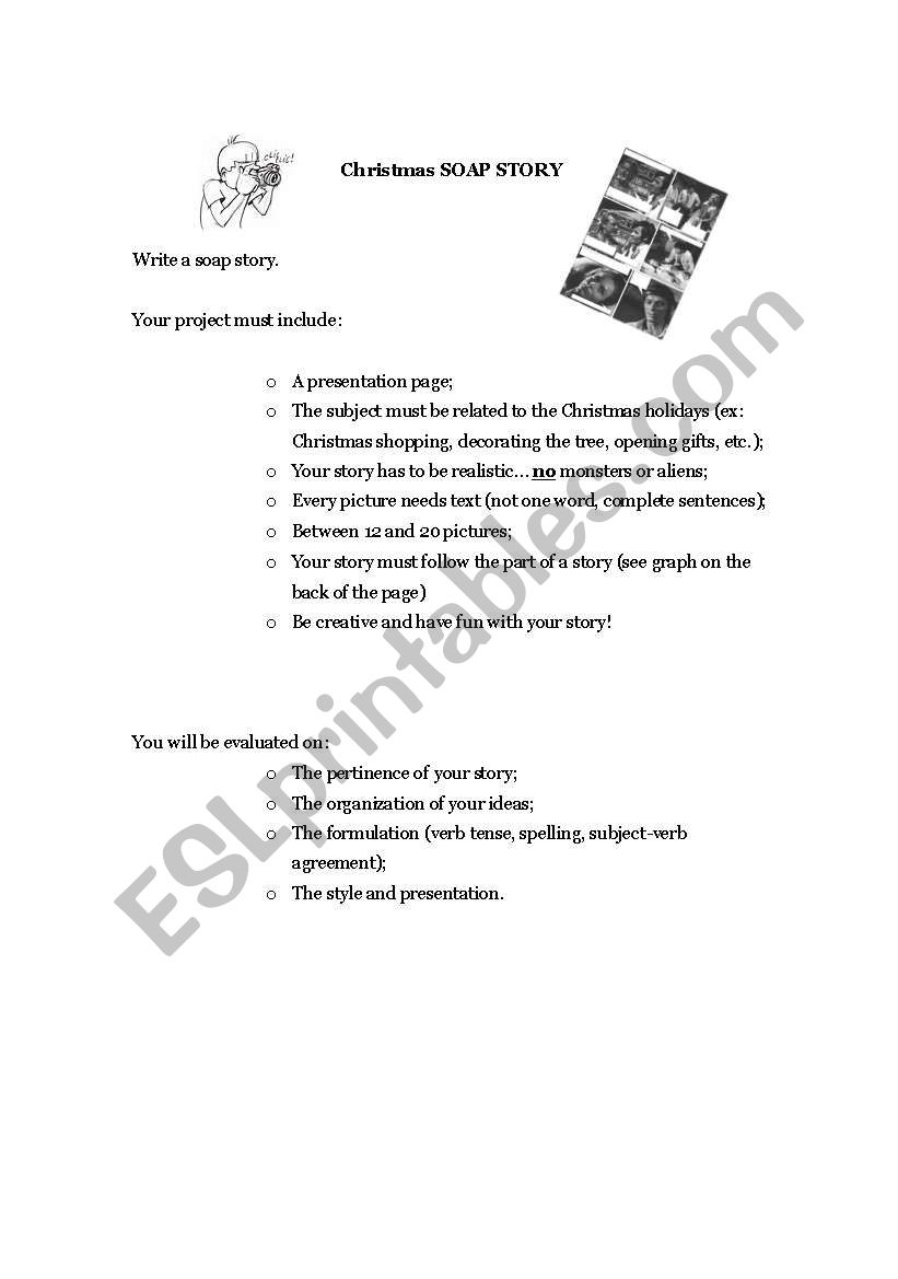 Christmas Soap Story worksheet